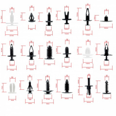 Univerzálna sada rôznych typov plastového uchytenia do auta 18 druhov / 415 ks